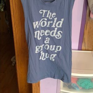 A blue and white tank top